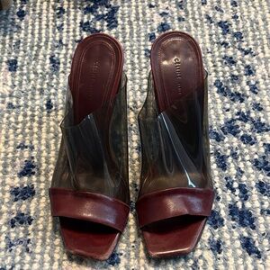 Celine Burgundy and Black Mules